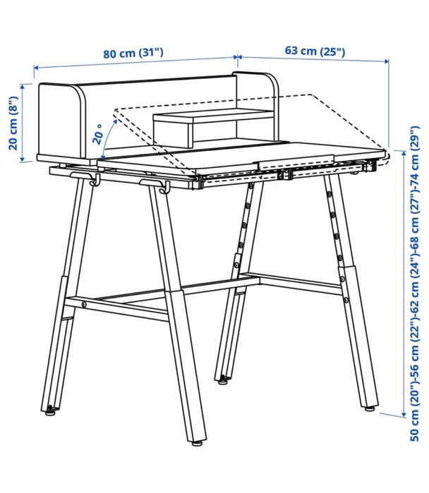 Nowe Biurko, piplärka, 80x63 cm