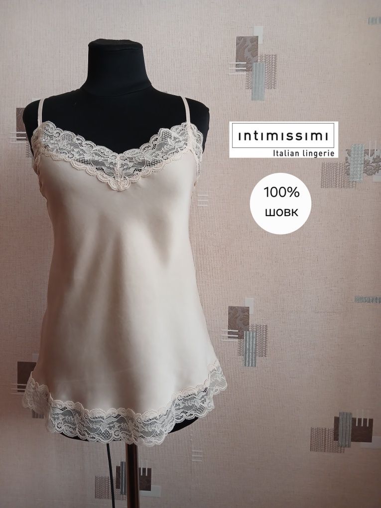 Шовкова майка маєчка топ шовк intimissimi нічна сорочка пенюар