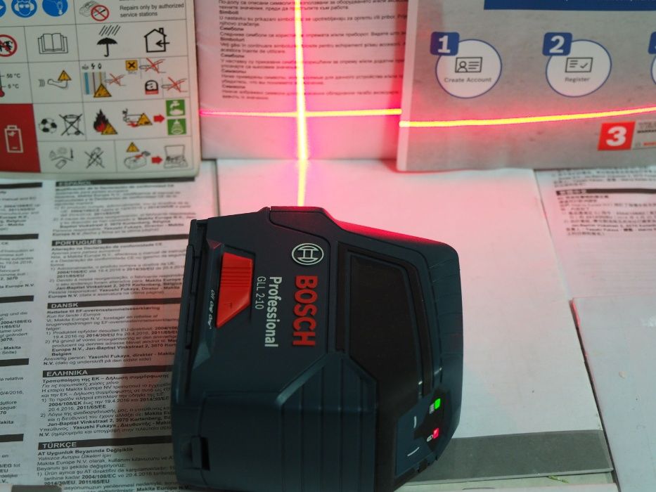 BOSCH GLL 2-10 niwelator laser krzyzowy poziomnica Czerwony 3-80c