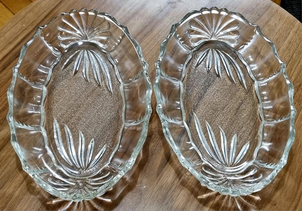 Zabytkowe półmiski szkło/kryształ - 2 sztuki