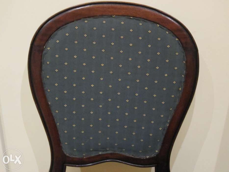Cadeira de Madeira Mogno Trabalhada estilo "Queen Anne" Coxim Verde