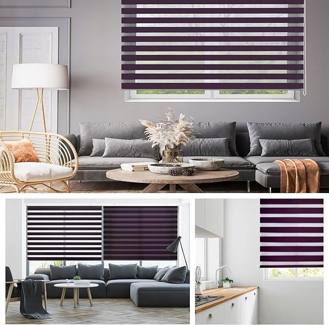 Lira Roleta Dzień I Noc Eleganckie Zasłony 120 X 250 Cm Fioletowy