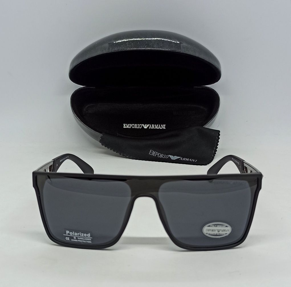 Emporio Armani стильные мужские очки черные поляризированые в мешочке