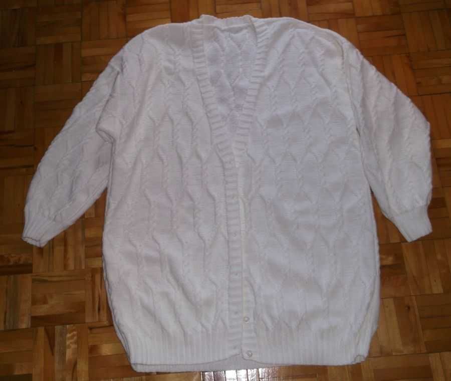 sweter kardigan ręcznie robiony, biały