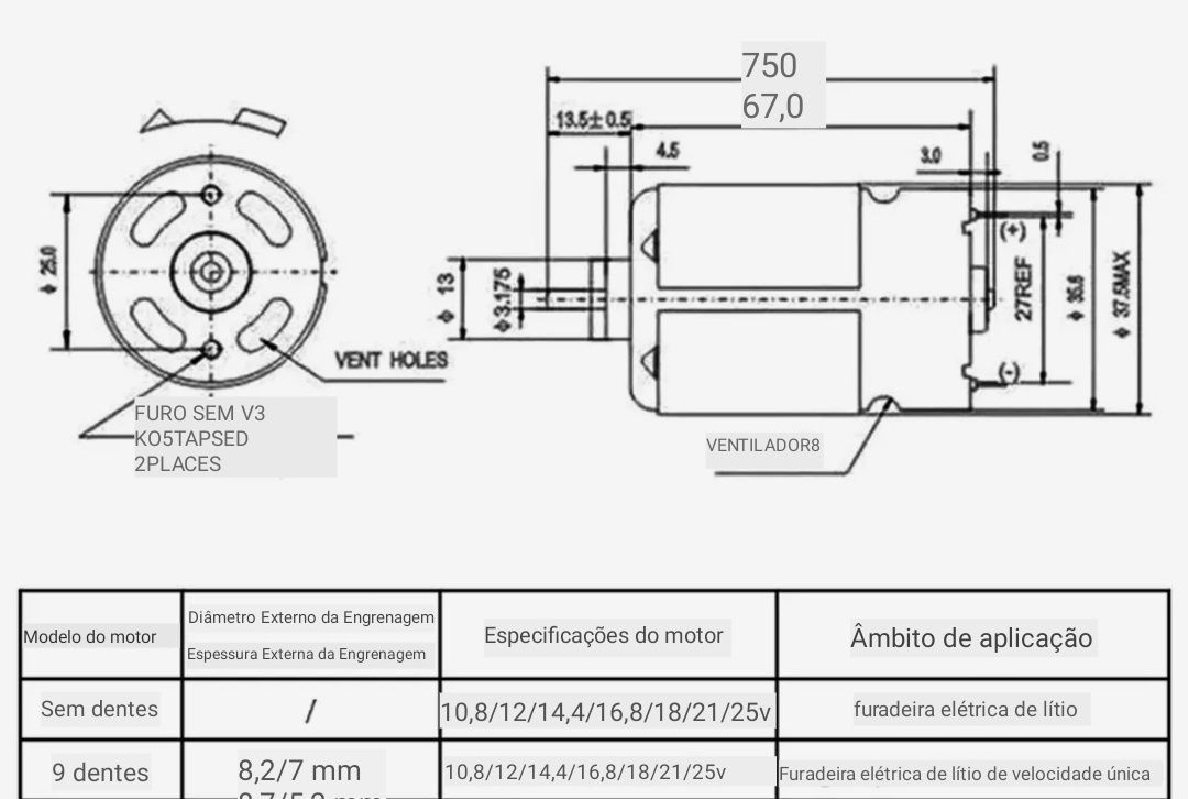 Motor P/ aparafusadora