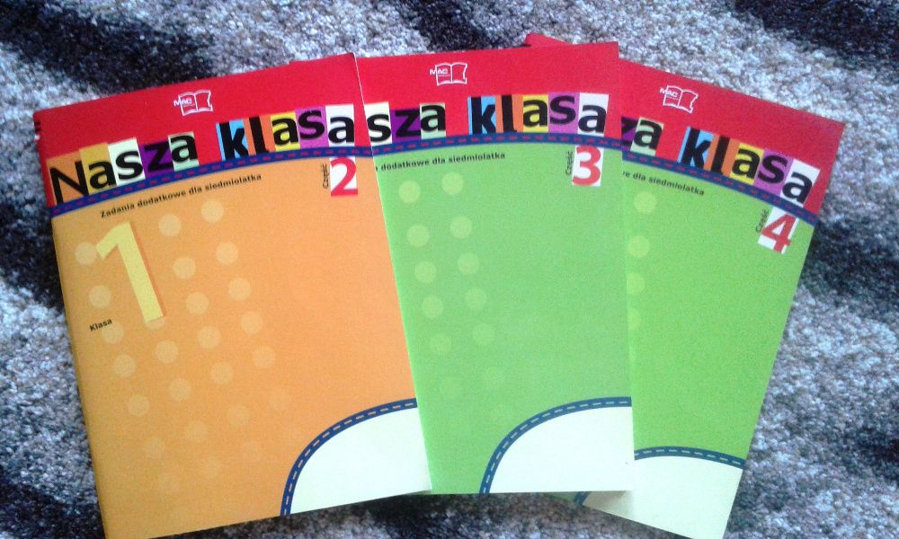 Nasza klasa 1 - ćwiczenia - zadania dodatkowe dla 7-latka 4 części