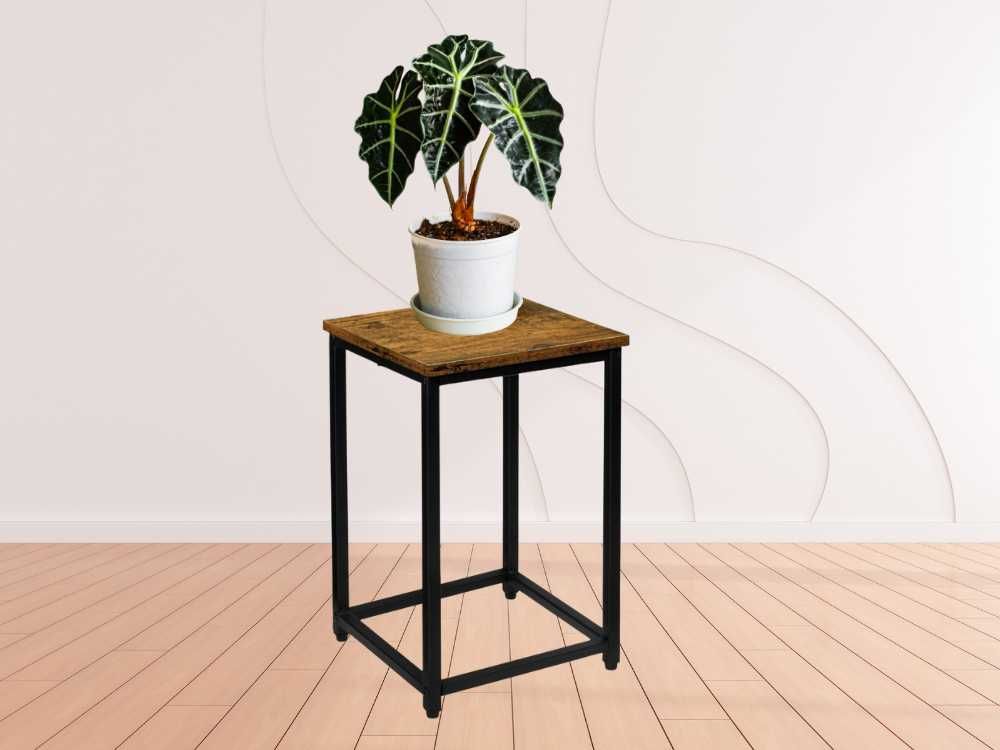 Kwietnik Stojący Stojak Metalowy na Kwiaty Loft Czarny 42cm