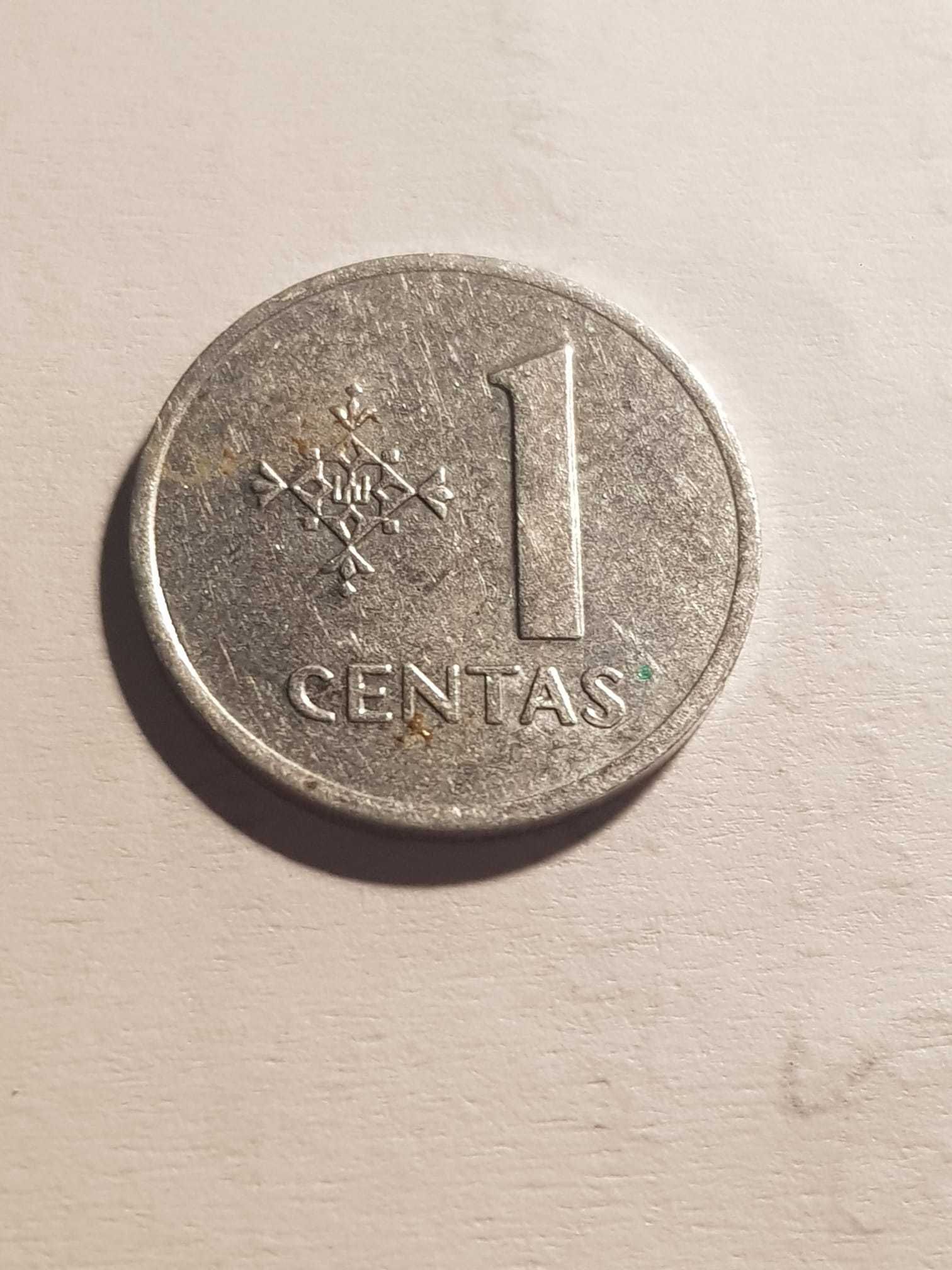 1 centai  cent Litwa 1991