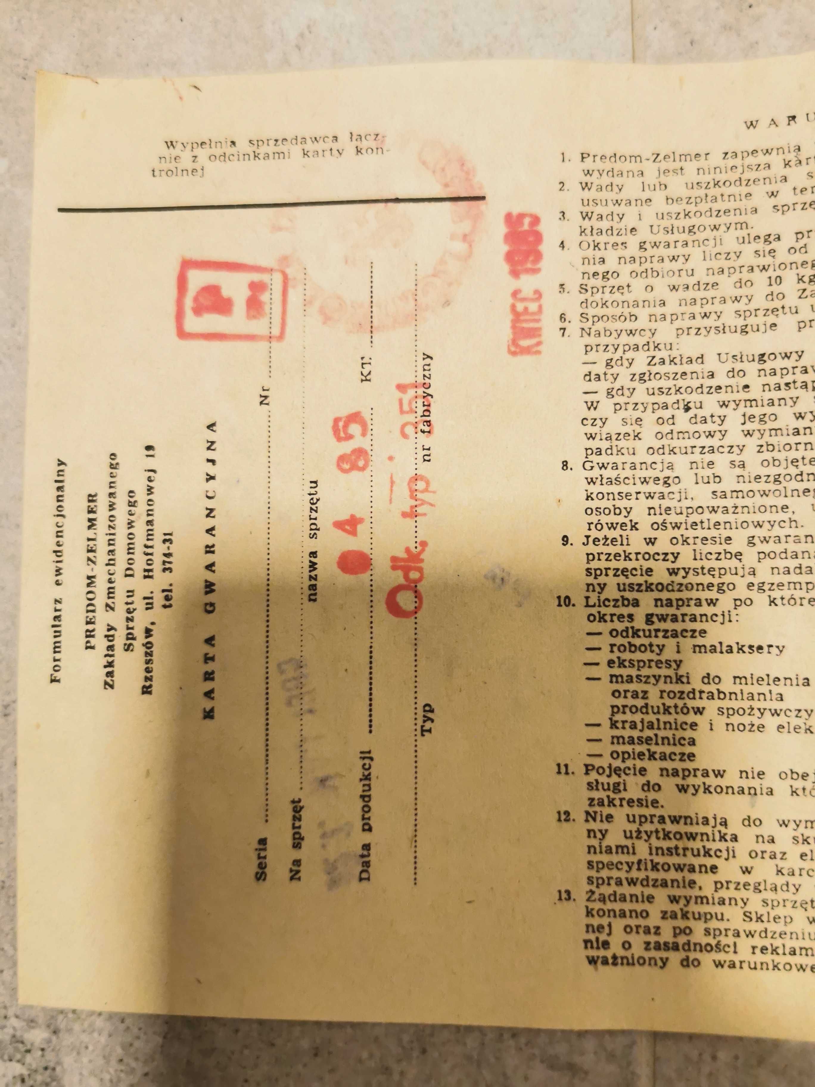 Odkurzacz Predom-Zelmer NOWY z PRLu 1985r dla Kolekcjonera