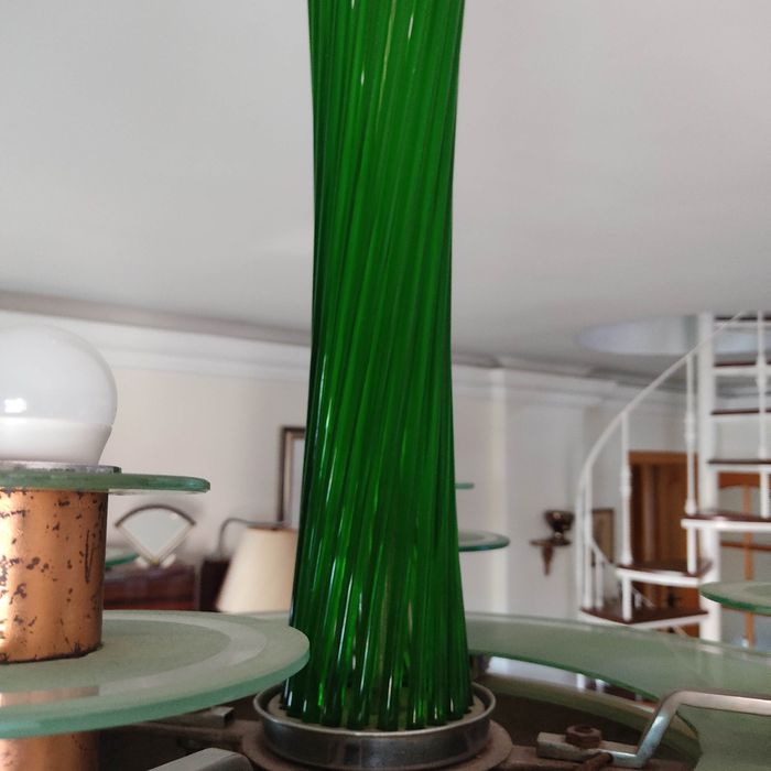 Candeeiro antigo, vintage, art deco em vidro