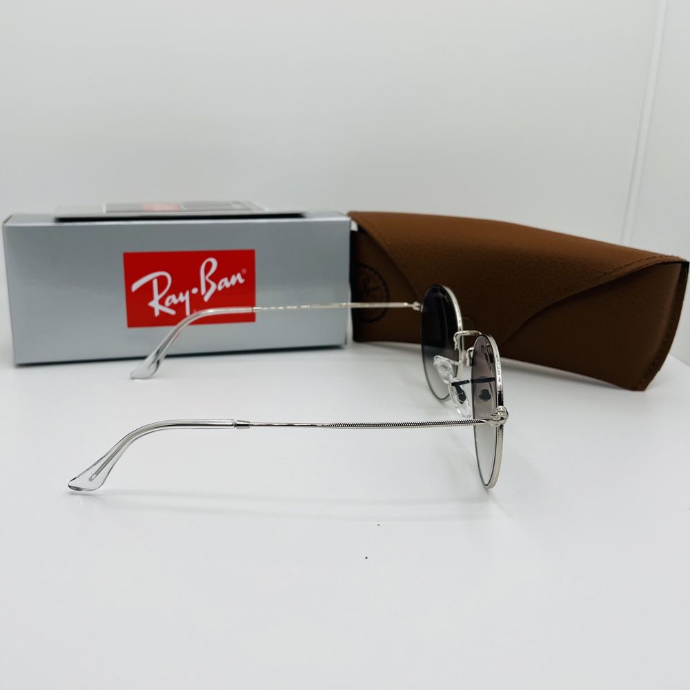 Круглые очки Ray Ban Round Metal 3447 Silver-mBlue Grade 54мм стекло