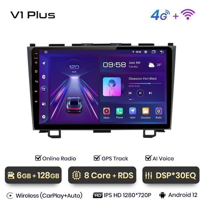 Radio nawigacja Honda CR-V 3 RE CRV 07-11 Carplay Android 6GB 128GB