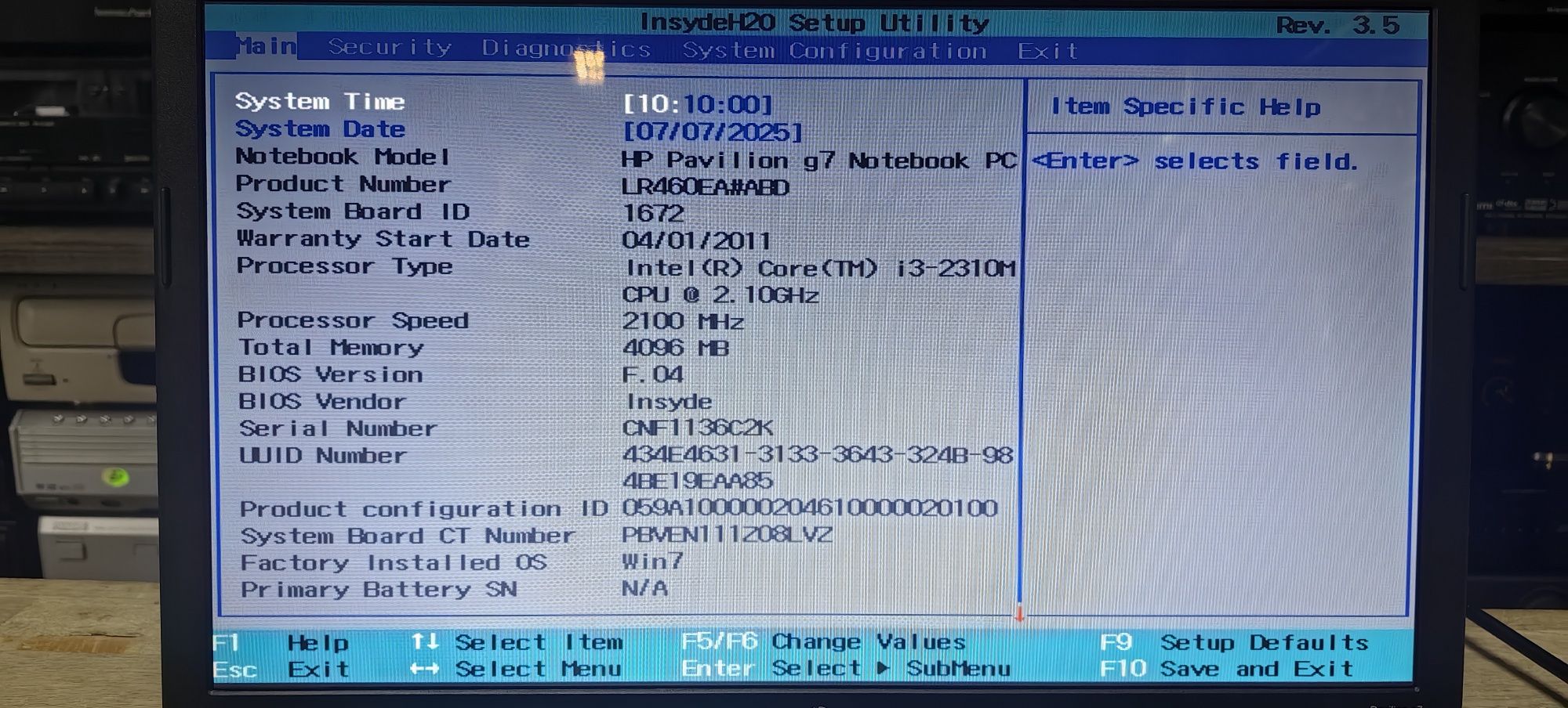 Ноутбук HP HSTNN-Q74C/i3-2310M/Ram 4Gb/HDD No/Video 1Gb