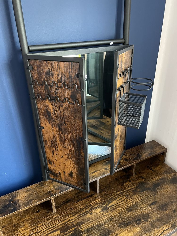 Toaletka retro, loft z siedziskiem i regałem