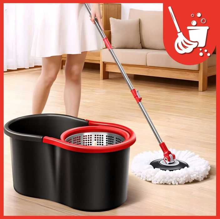 MOP OBROTOWY ROTACYJNY Z WIADREM dwukomorowym wkłady+gratis gąbki
