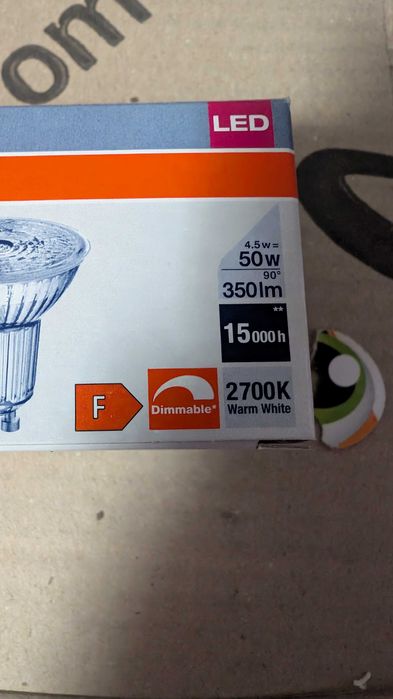 Osram 5 Pak Led Gu10 Halogen 43W = 50W 350Lm 2700K 36°