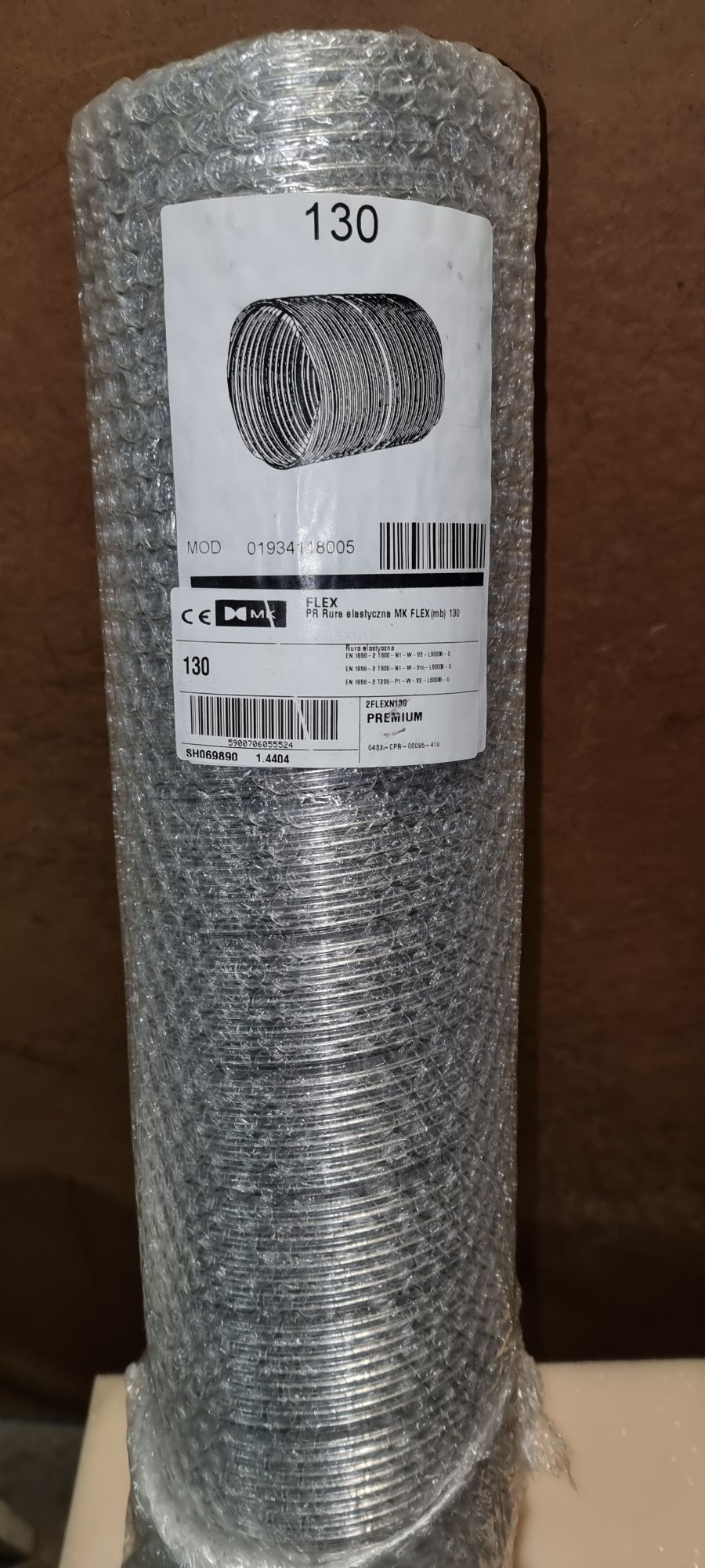 Rura elastyczna stalowa fi 130mm  do piecyka gazowego 60 cm