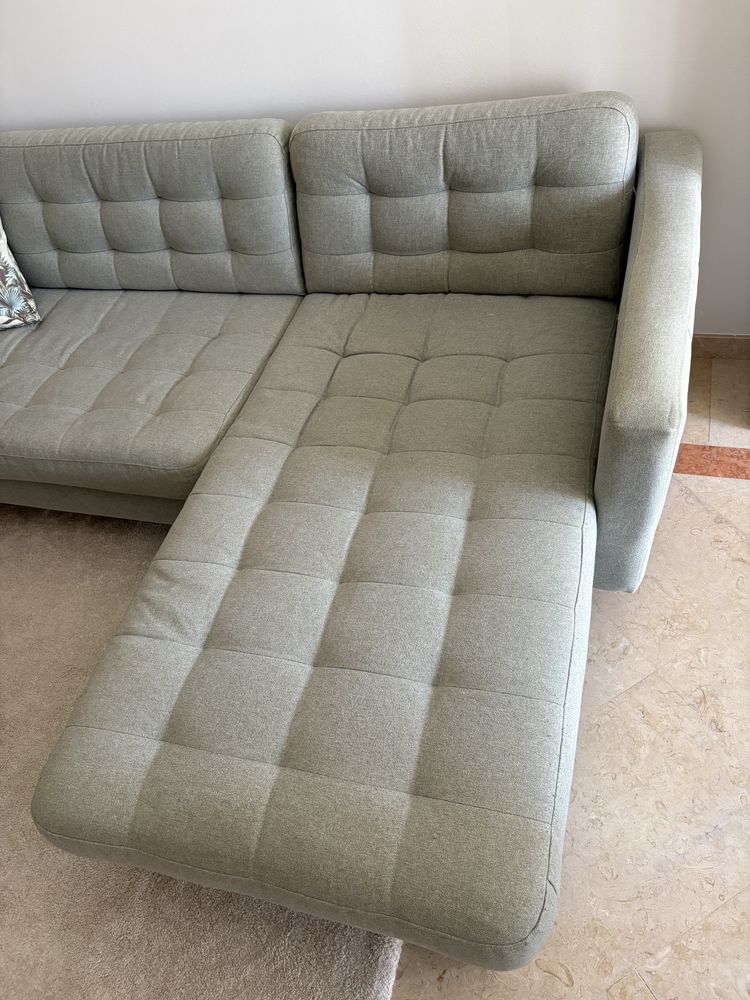 Sofá 3 lugares, c/chaise longue/Gunnared verde