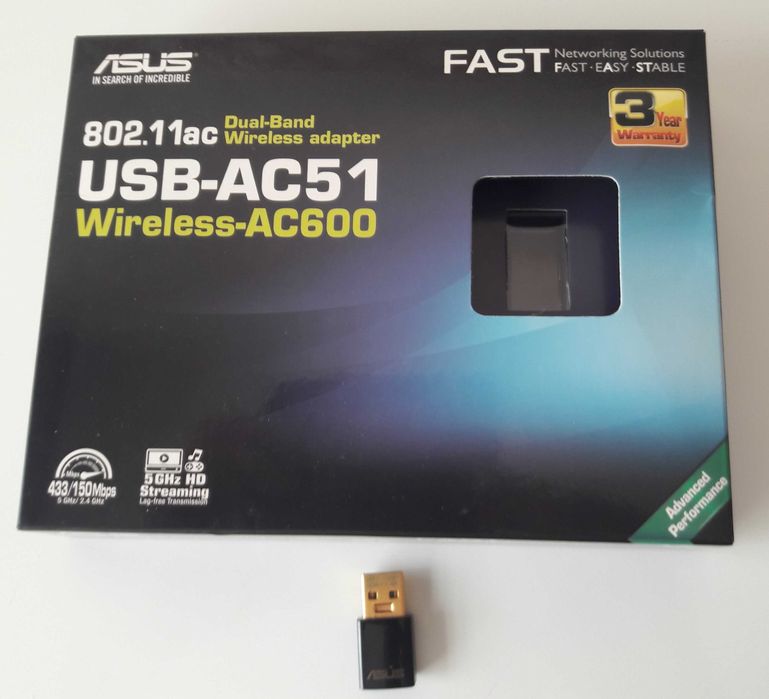 Adaptador Wi-Fi USB-AC51 ASUS AC600 Dual Band Wireless