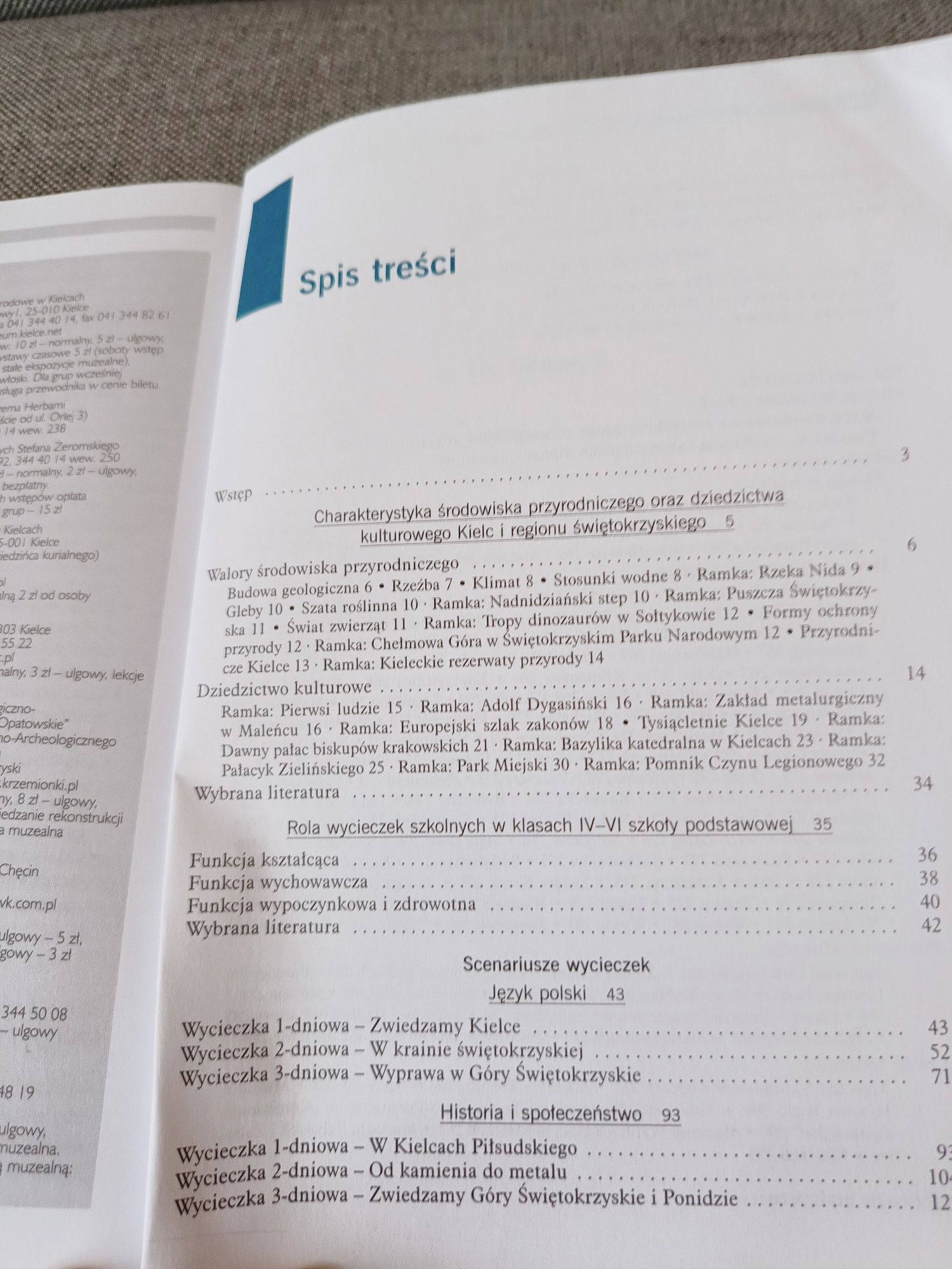 Książka Na szlaku świętokrzskiej przygody, wycieczki szk. po Kielcach