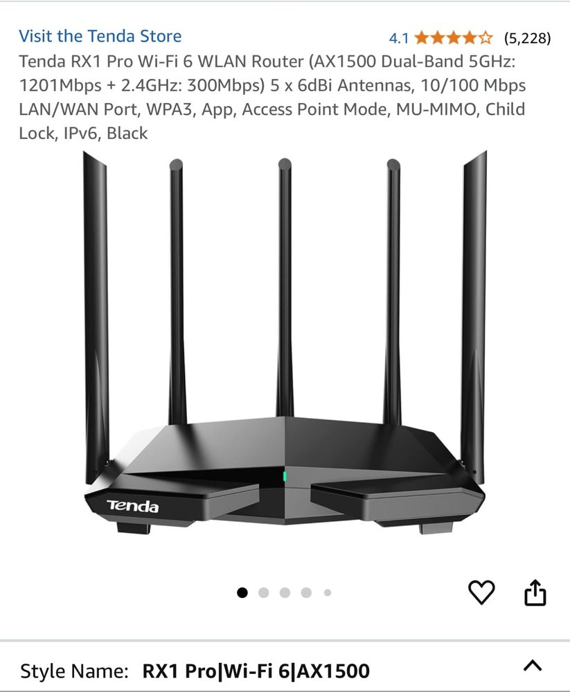 Tenda RX1 Pro Wifi 6 WLAN Router + Cabo de internet (5m)