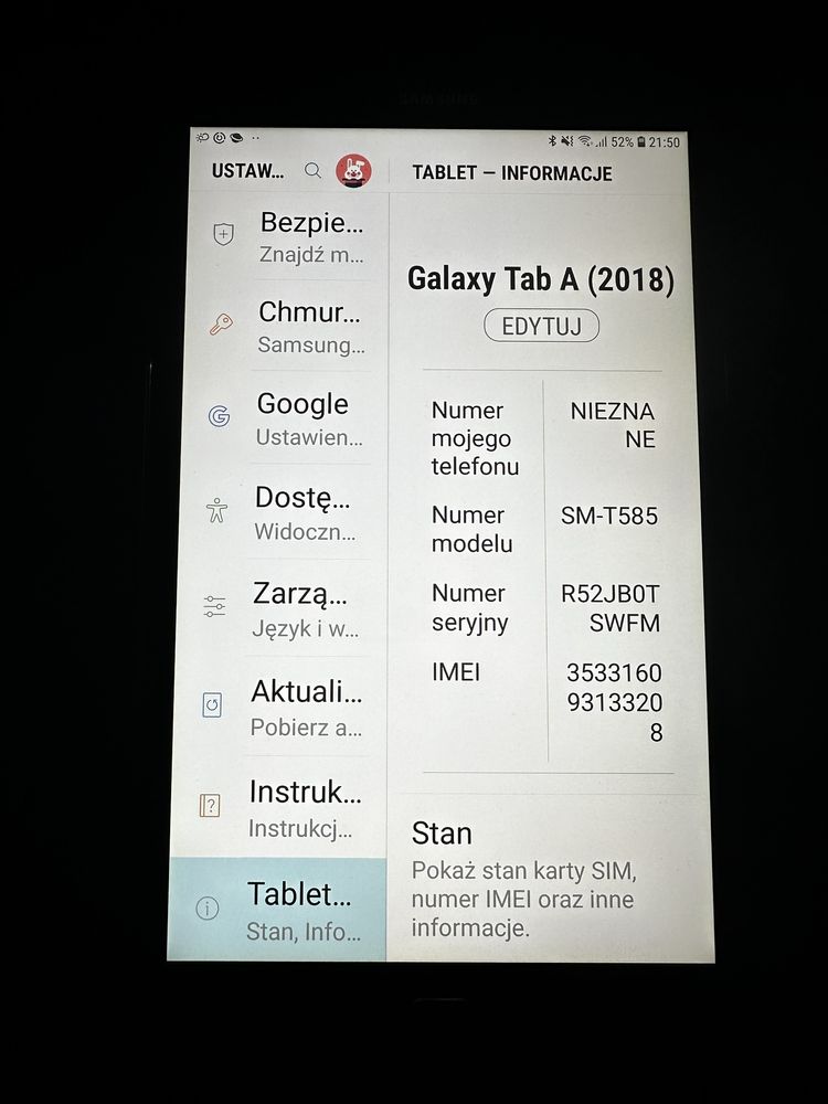 Samsung Tablet t585 tab a wszytsko działa w