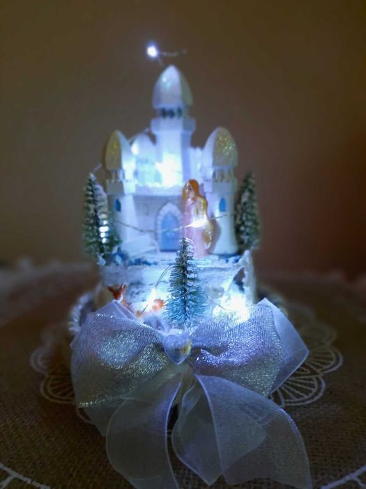 Lodowy zamek pałac ozdoba świąteczna krajobraz 3D