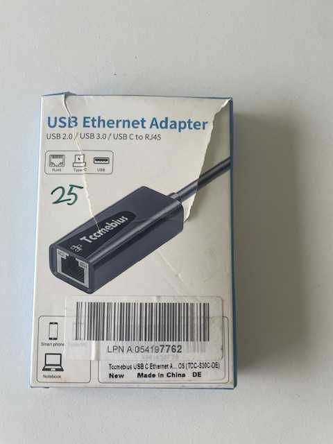 Tccmebius Adapter Ethernet Przewodowy Sieciowy USB2.0/3.0/ C doRJ45