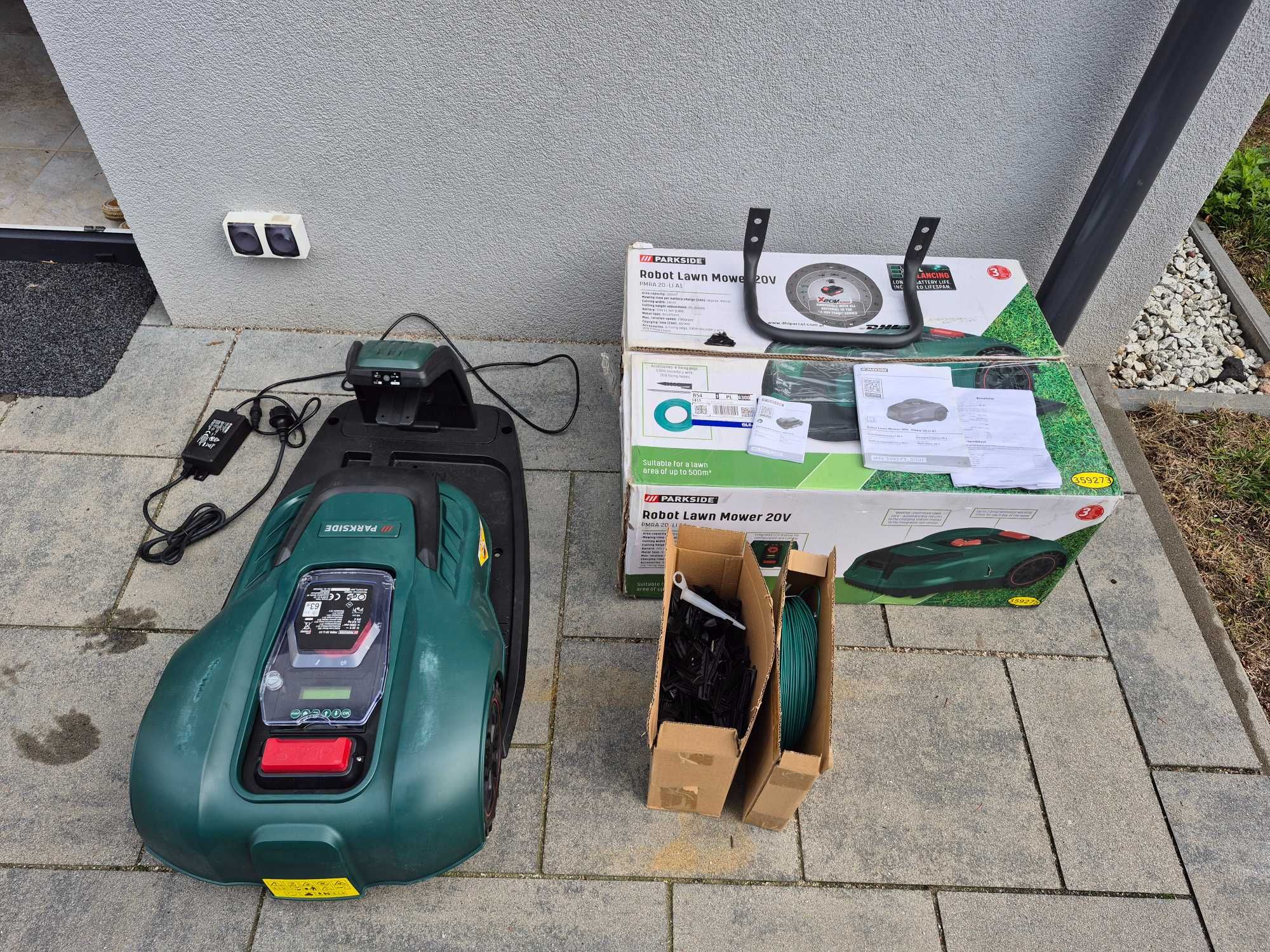 Nowy robot koszący Parkside PMRA 20-Li A1 | faktura | czujnik deszczu