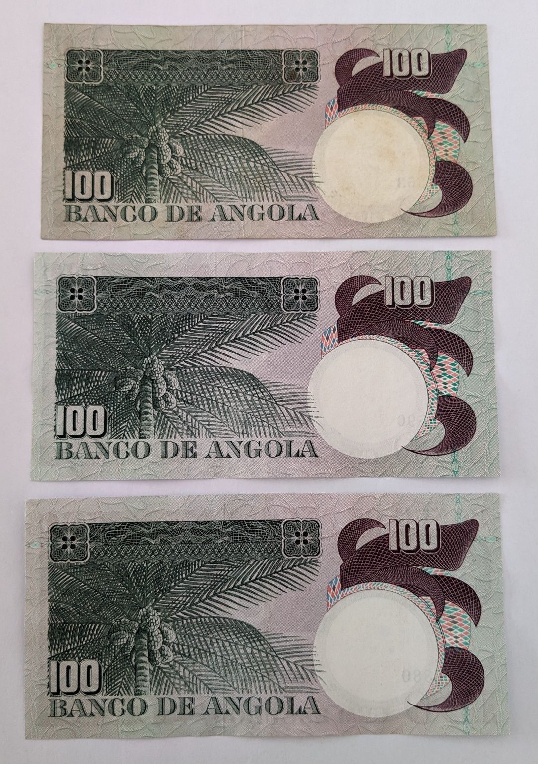 Lote 3 notas 100 escudos Angola