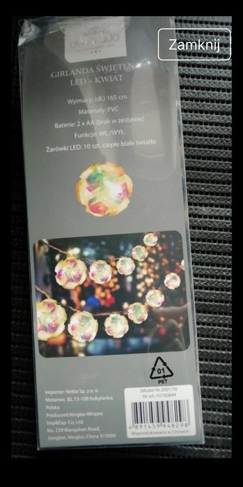 Girlanda solarna kwiaty 165 cm led