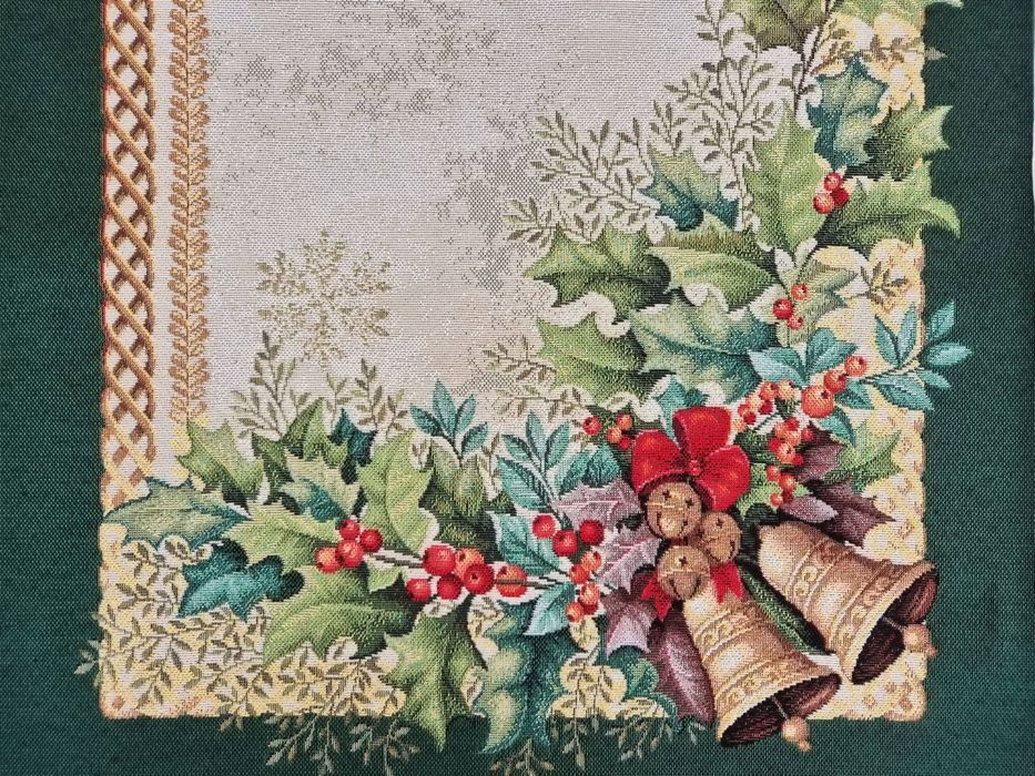 Bieżnik świąteczny z zieloną ramą 45x180 cm gobelinowy 1386VE
