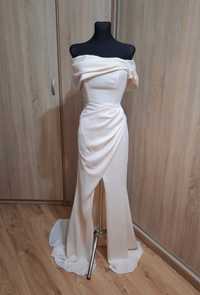 Drapowana suknia ślubna z gorsetem maxi z trenem  Asos Bridal
