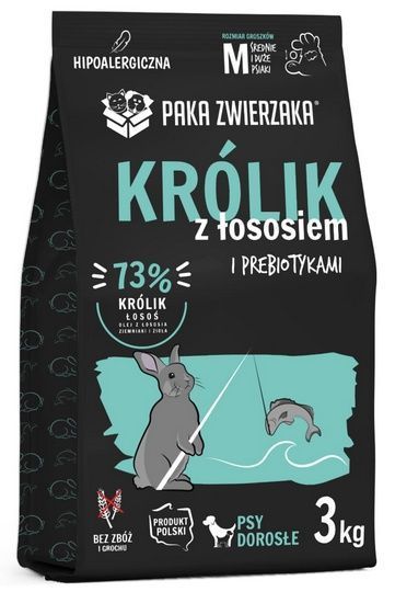 Hipoalergiczna karma dla średniego psa Paka Zwierzaka KRÓLIK ŁOSOŚ 3kg