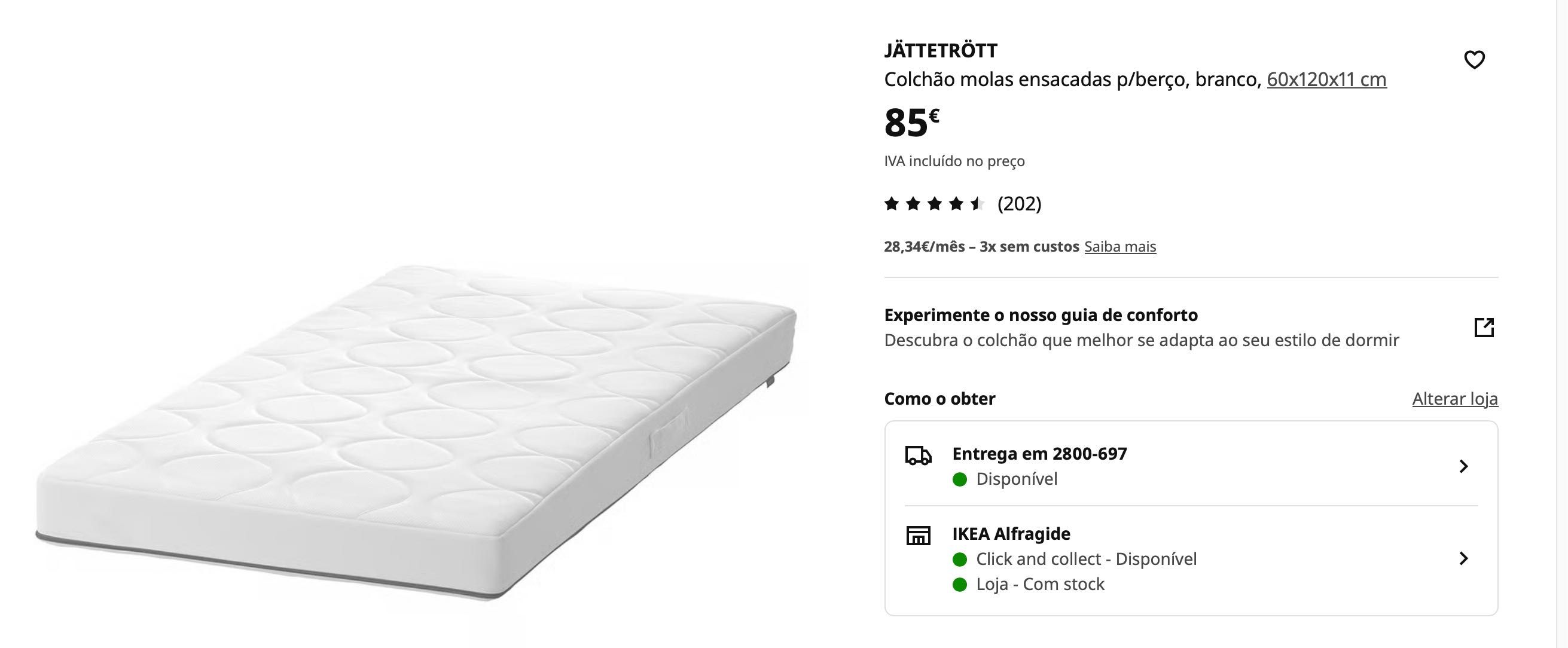 IKEA Berço e colchão 60 x 120 cm