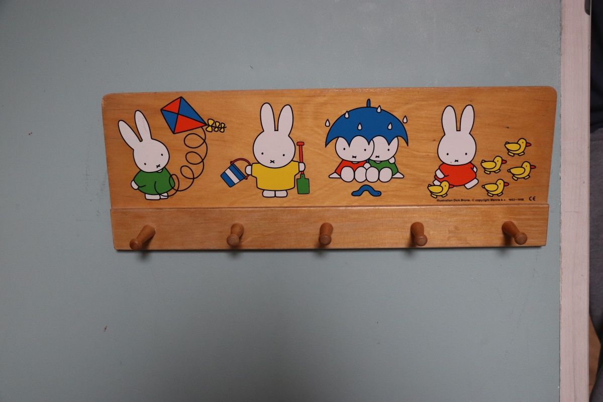 Vintage Miffy wieszak na ubrania Dick Bruno dekoracja ściany