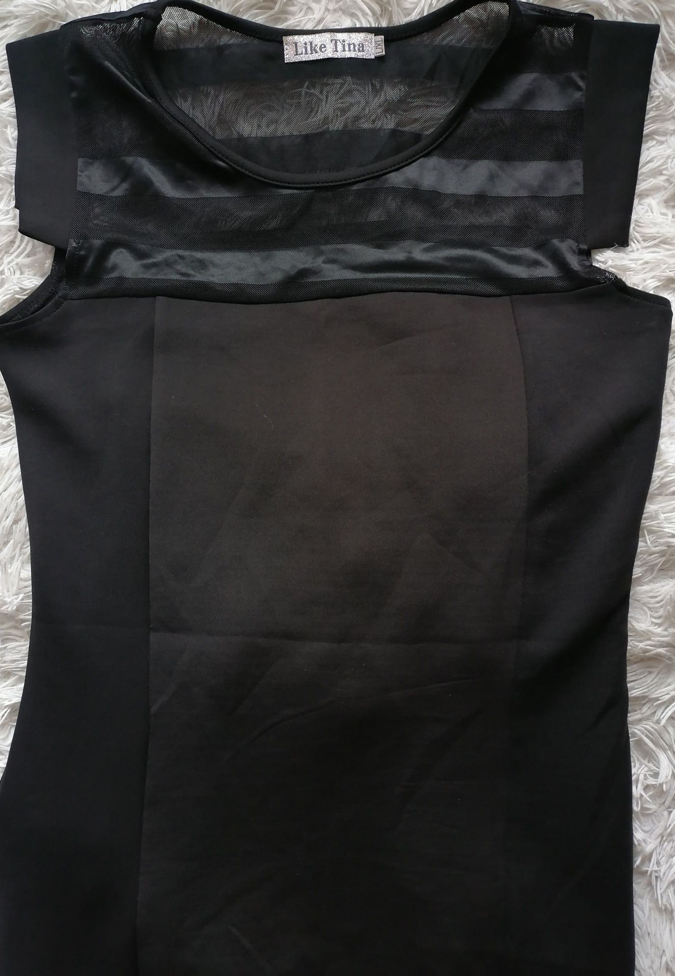 Sukienka czarna pasy siateczką L XL