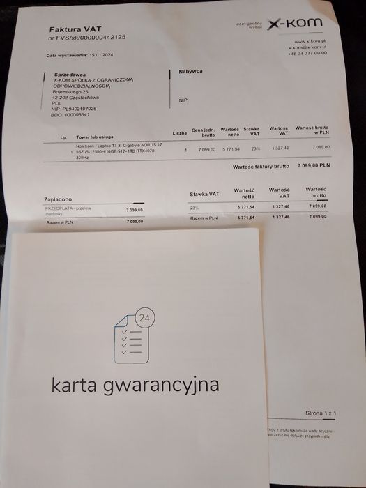 Ostatni dzień w tej cenie! Laptop gamingowy Gigabyte Aorus 17,3"   Rtx