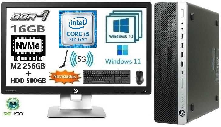 Pack Office 7Gª HP-G3+LCD 22"|I5-7500-3.4G|16G|M2-256+HD500|5G|W10|W11