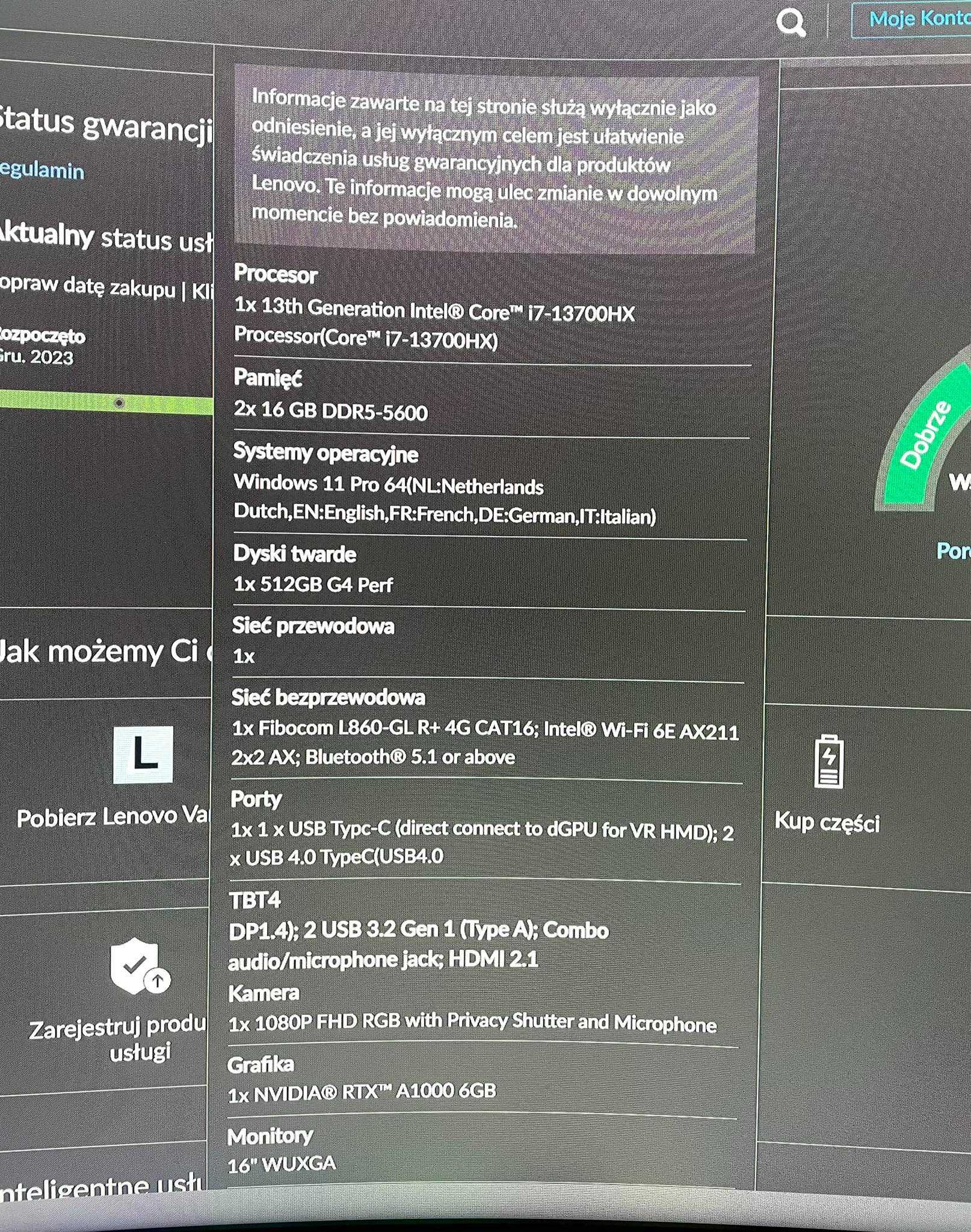 Laptop Lenovo Thinkpad P16 Gen 2, i7-13700HX, NVIDIA RTX A1000