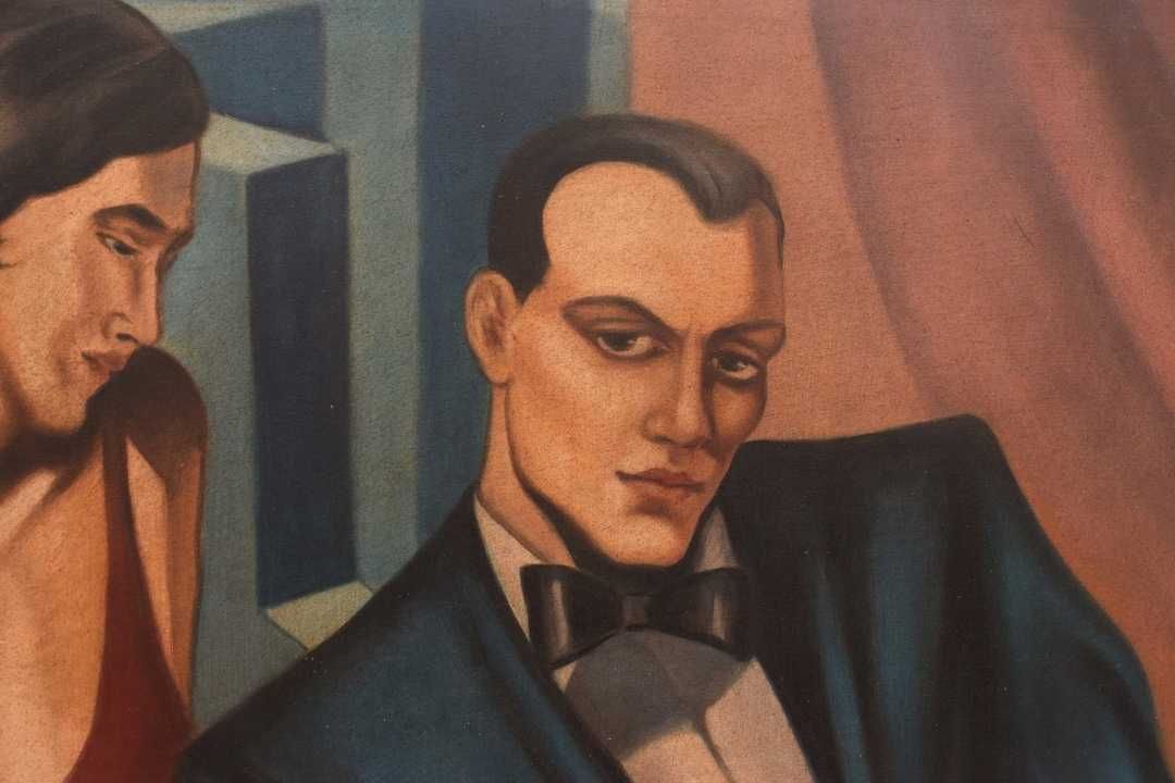 T De Łempicka - Kobieta i Mężczyzna - Stary Obraz Olejny ART DECO