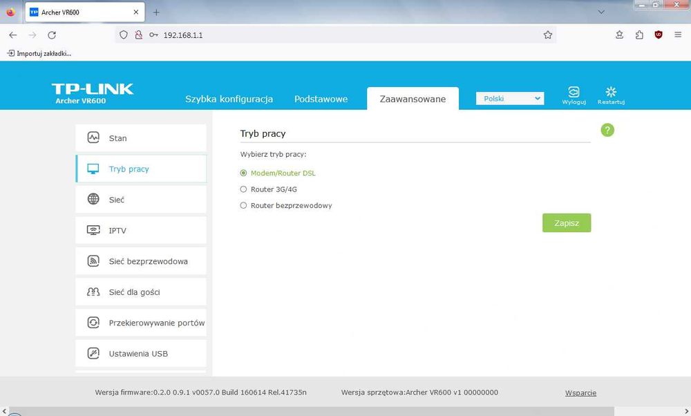 Router modem TP-Link Archer VR600 Wi-Fi 2.4GHz 5GHz AC1600