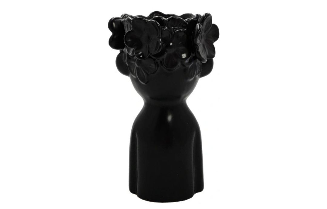 Osłonka flakon wazon twarz kwiaty głowa donica doniczka HY020- B black