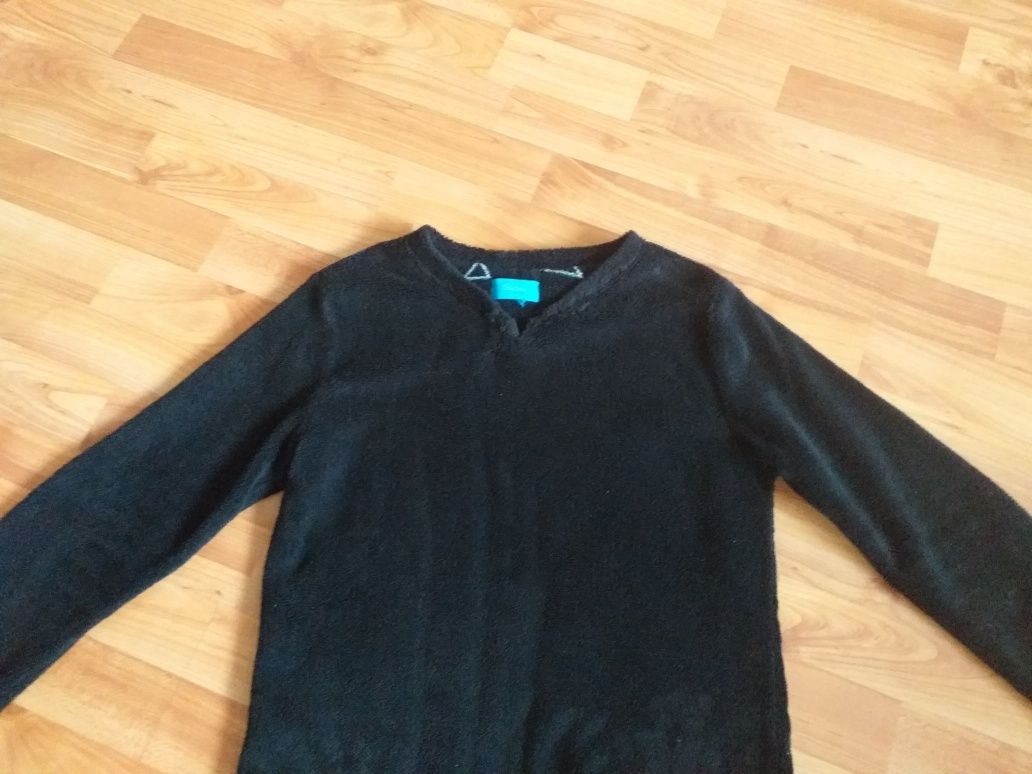 Czarna piżama dziewczęca z polaru bluzka rozmiar  152