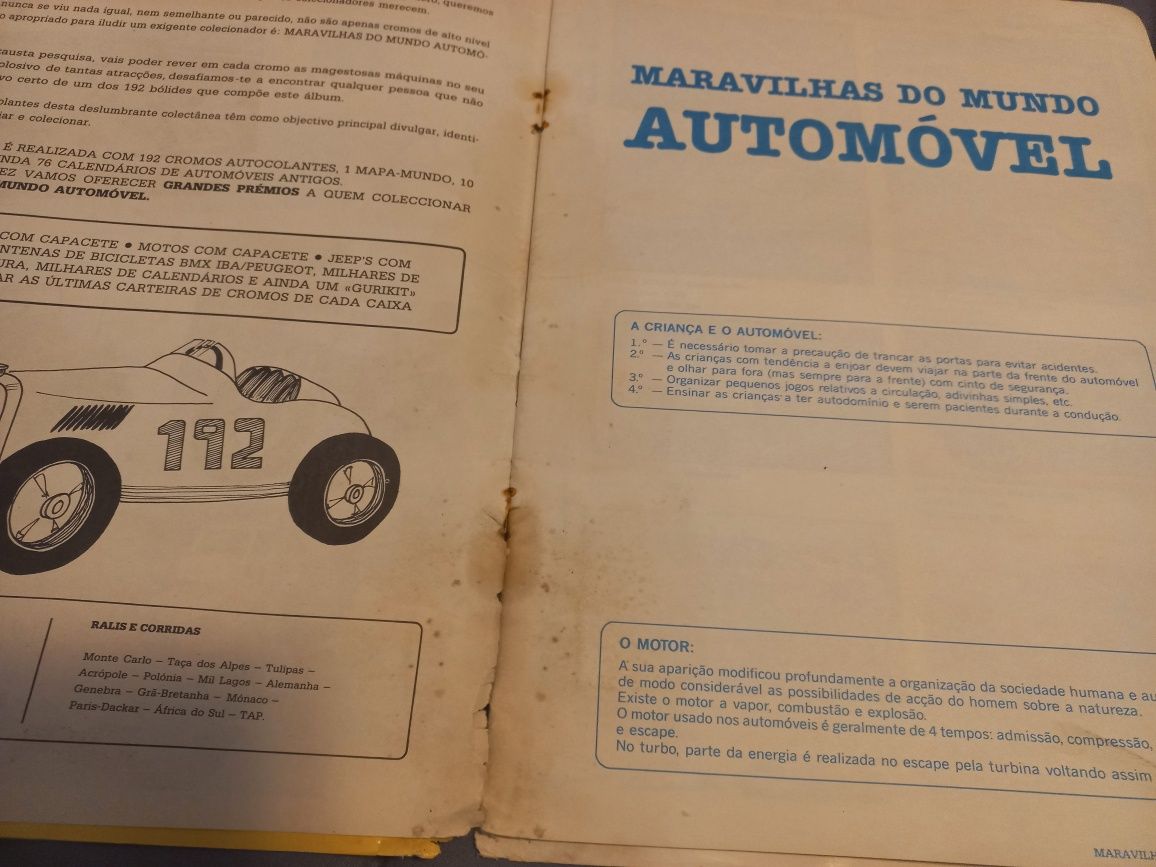 Caderneta maravilhas do mundo automóvel