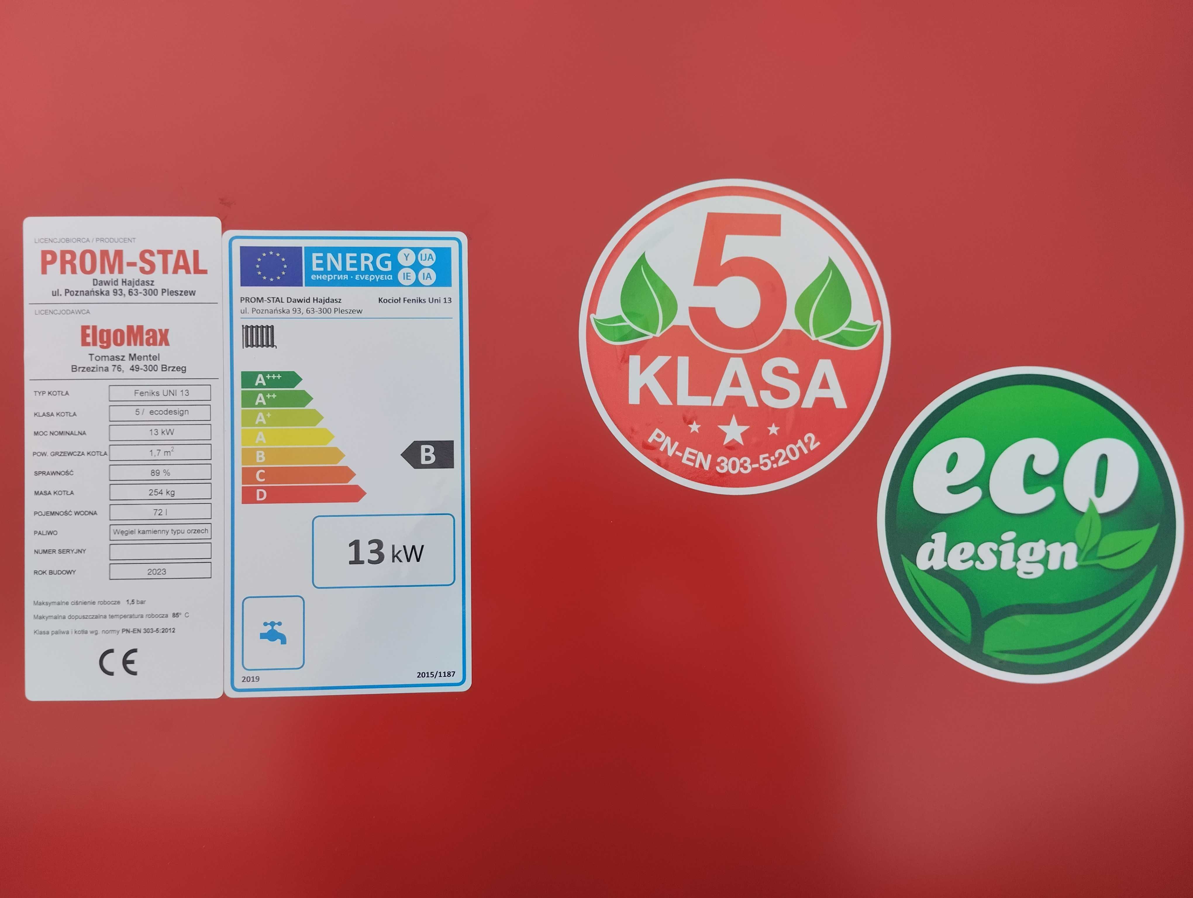 Kocioł 5 Klasa 13kW na Węgiel do 120m2 Dostawa Osprzęt Gratis