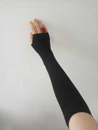 Damskie długie rękawiczki bez palców w kolorze czarnym