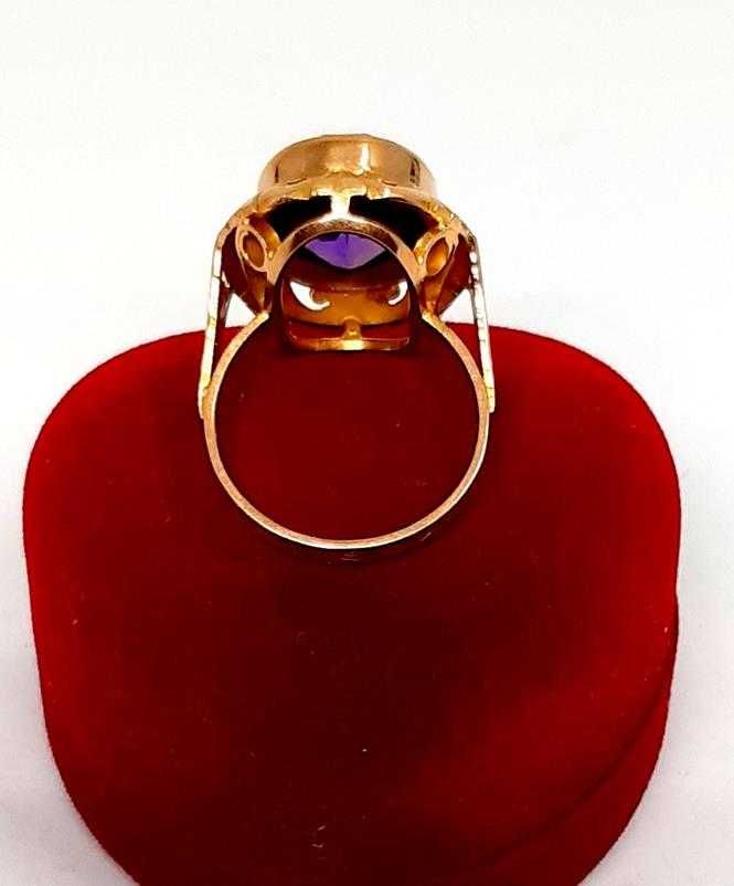 Złoty pierścionek z Ametystem ORNO PR.585 W:9,14gr R.16 InterSKLEP