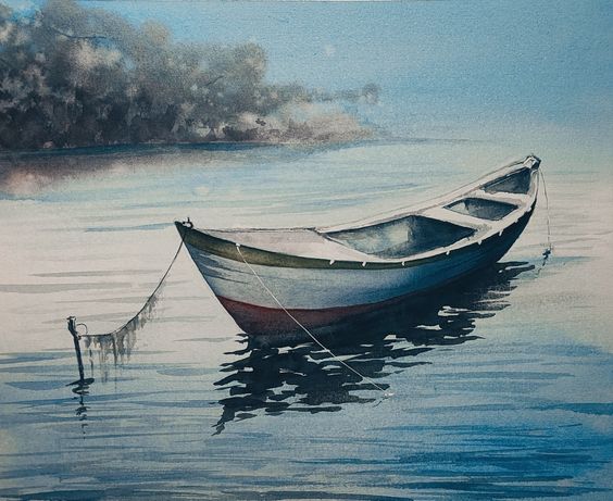 "Boat"obraz akwarela 24x31