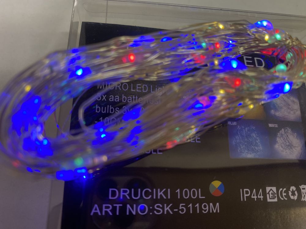 Lampki na druciki 100led wielokolorowe Multicolor na baterie